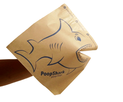 Biodegradable poop bag made of compostable paper PoopShark